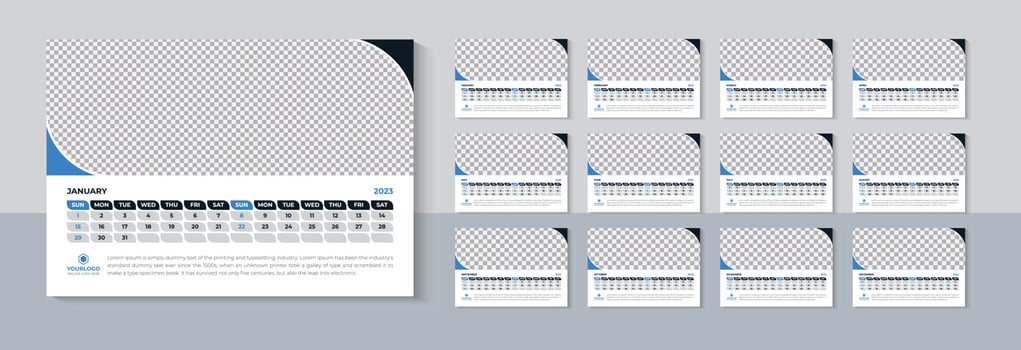 Modern Desk Calendar 2023 Design, Business Calendar 2023 Template Pro Download vector