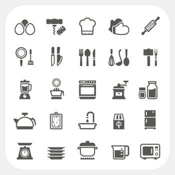 Kitchen and cooking icons set vector