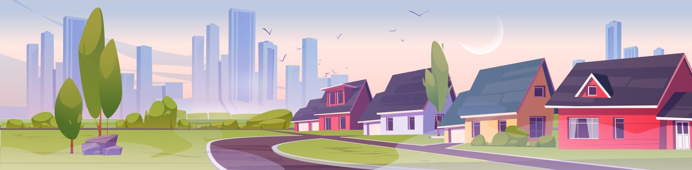 Suburb district with houses at early morning vector