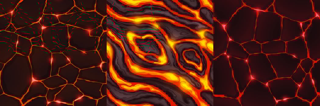 Textures of liquid lava flows and ground cracks vector