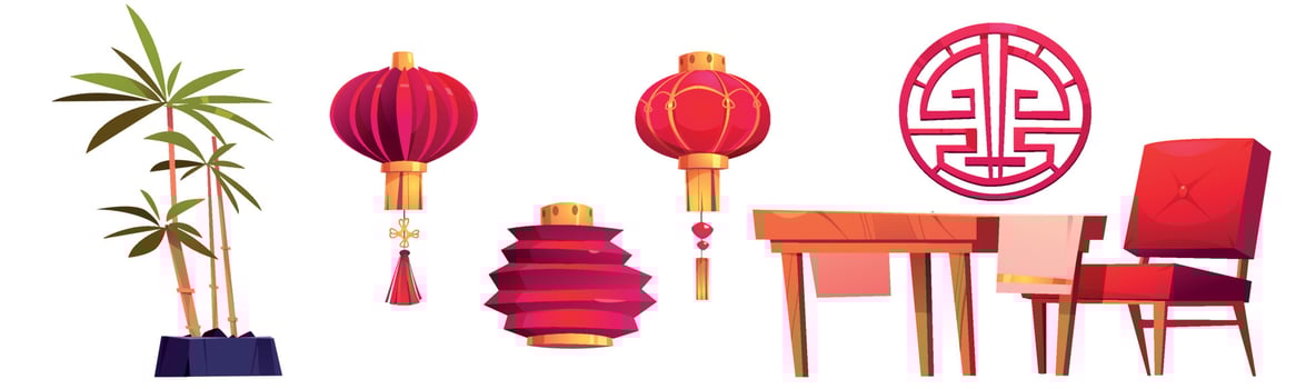 Chinese furniture for tea ceremony vector