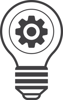 light bulbs and cogs illustration in minimal style png