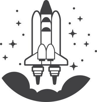 rocket going into space illustration in minimal style png