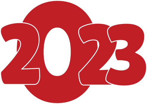 Red 2023 Happy New Year Numeric with White Contour. Number Logo Text Desing png
