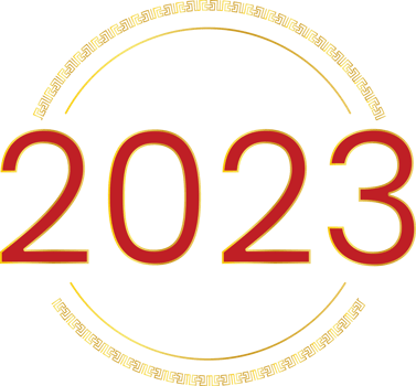 2023 New Year Number with Ornament Gold Gradient Arches png