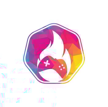 Gaming fire logo icon designs vector. game pad with a fire for gaming logo vector