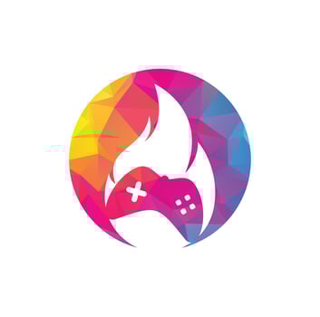 Gaming fire logo icon designs vector. game pad with a fire for gaming logo vector
