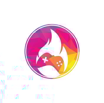 Gaming fire logo icon designs vector. game pad with a fire for gaming logo vector