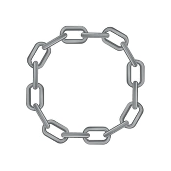 Metal realistic silver chain on white panoramic background - Vector