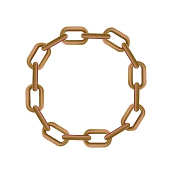 Metal realistic bronze chain on white panoramic background - Vector