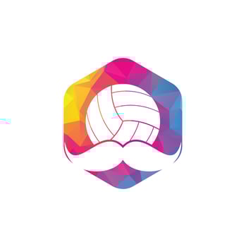 Strong volleyball vector logo design. Moustache and volley ball vector icon design.