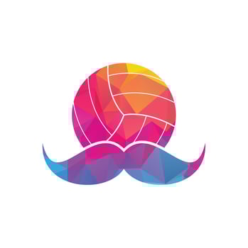 Strong volleyball vector logo design. Moustache and volley ball vector icon design.