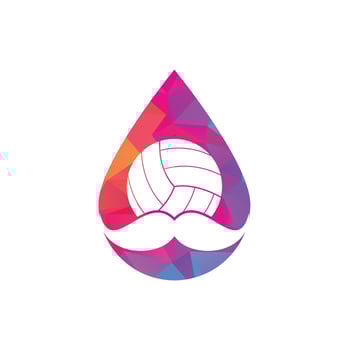Strong volleyball vector logo design. Moustache and volley ball drop icon design