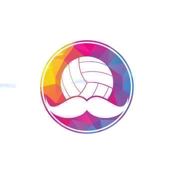 Strong volleyball vector logo design. Moustache and volley ball vector icon design.