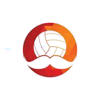 Strong volleyball vector logo design. Moustache and volley ball vector icon design.