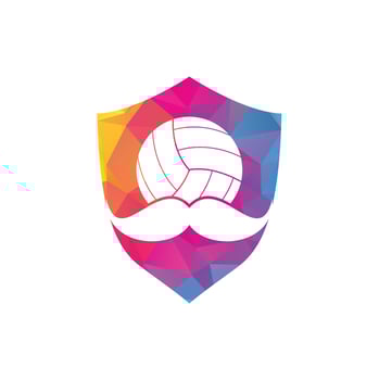 Strong volleyball vector logo design. Moustache and volley ball vector icon design.