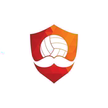 Strong volleyball vector logo design. Moustache and volley ball vector icon design.