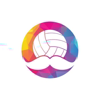 Strong volleyball vector logo design. Moustache and volley ball vector icon design.