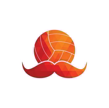 Strong volleyball vector logo design. Moustache and volley ball vector icon design.