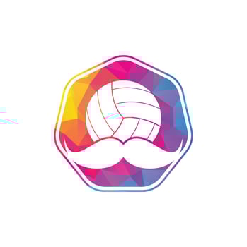 Strong volleyball vector logo design. Moustache and volley ball vector icon design.