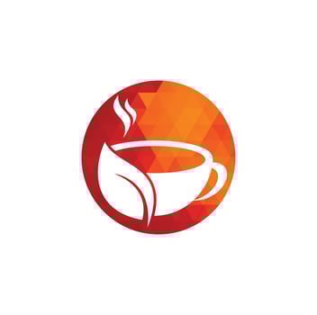 Organic tea vector logo design. Leaf mug for natural drink logo template.