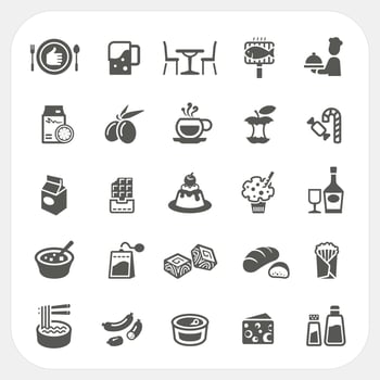 Food and Dessert icons set vector