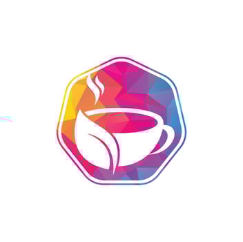 Organic tea vector logo design. Leaf mug for natural drink logo template.