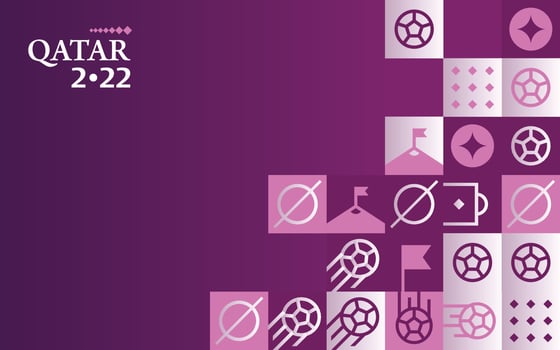 Fifa World Cup Football Banner Background Qatar Doha 2022. International Soccer organization in Qatar. vector