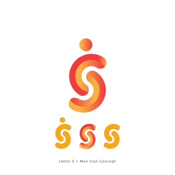 Letter S and man icon logo design vector