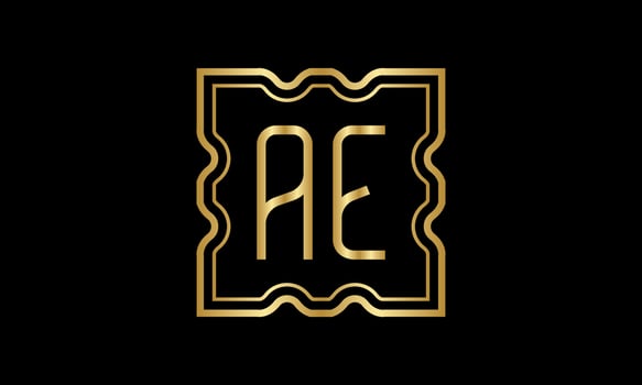 letter AE logo design. AE  logo design on inside the square. vector