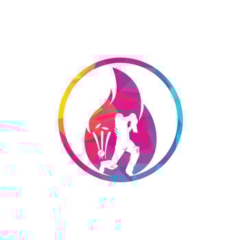 Fire cricket player vector logo design. Cricket fire logo icon. Batsman playing cricket and fire combination logo