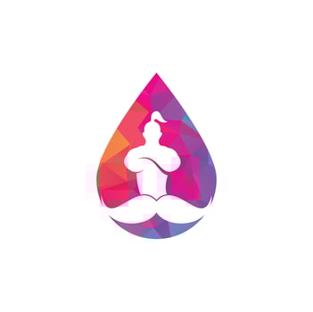 Mustache genie drop shape vector logo design. Strong genie icon template