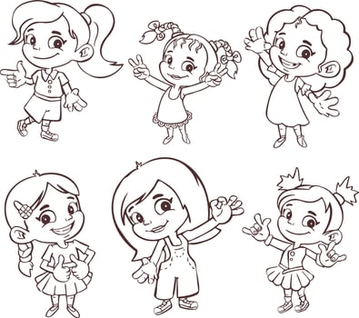 Little girl symbol icon shows gesture class, cool vector