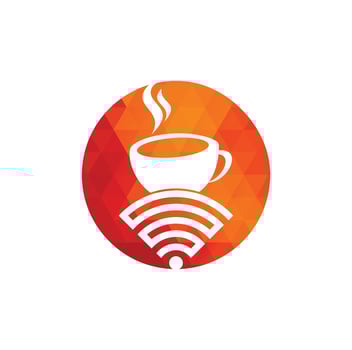 Coffee cup with WiFi vector icon logo. Creative logo design template for cafe or restaurant.