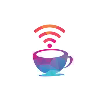 Coffee cup with WiFi vector icon logo. Creative logo design template for cafe or restaurant.