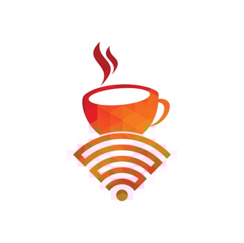 Coffee cup with WiFi vector icon logo. Creative logo design template for cafe or restaurant.