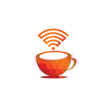 Coffee cup with WiFi vector icon logo. Creative logo design template for cafe or restaurant.