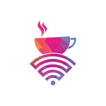 Coffee cup with WiFi vector icon logo. Creative logo design template for cafe or restaurant.