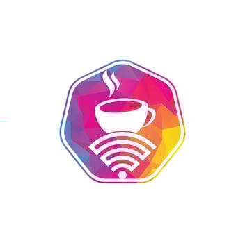 Coffee cup with WiFi vector icon logo. Creative logo design template for cafe or restaurant.