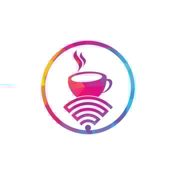 Coffee cup with WiFi vector icon logo. Creative logo design template for cafe or restaurant.