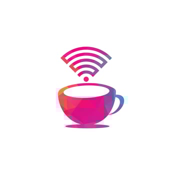 Coffee cup with WiFi vector icon logo. Creative logo design template for cafe or restaurant.