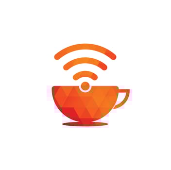 Coffee cup with WiFi vector icon logo. Creative logo design template for cafe or restaurant.