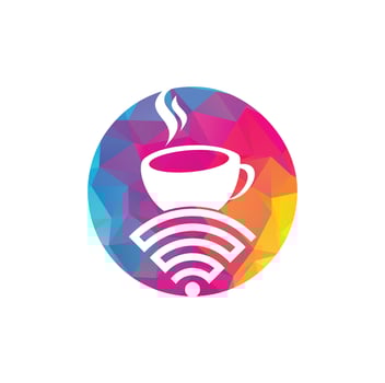 Coffee cup with WiFi vector icon logo. Creative logo design template for cafe or restaurant.