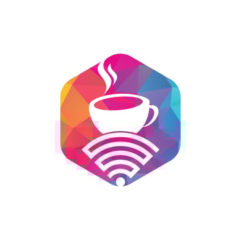 Coffee cup with WiFi vector icon logo. Creative logo design template for cafe or restaurant.
