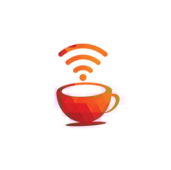 Coffee cup with WiFi vector icon logo. Creative logo design template for cafe or restaurant.