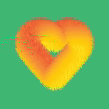Puffy hearts fly on colorfull background vector
