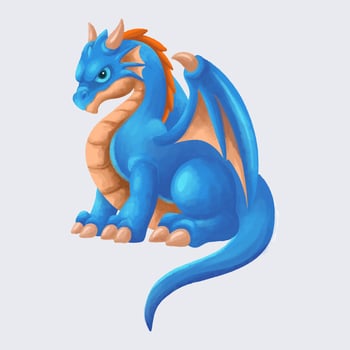 Watercolor Blue Dragon isolated on a white background vector