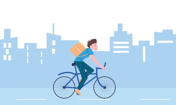 Delivery man, guy on a bike vector