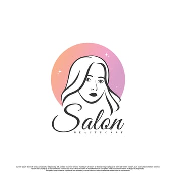 beauty logo design collection with women face and creative element Premium Vector