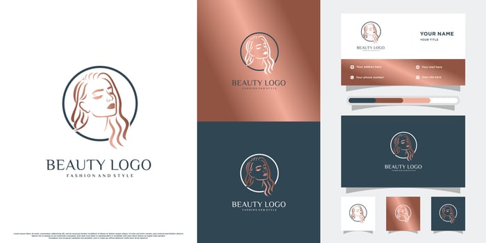 beauty logo design collection with women face and creative element Premium Vector